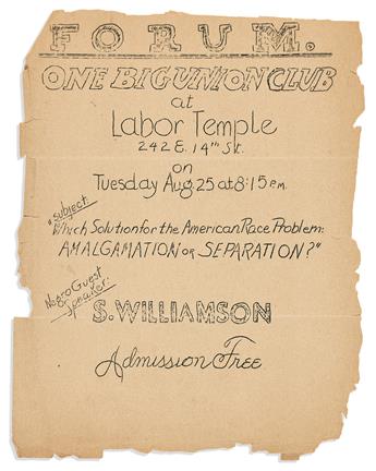 (CIVIL RIGHTS.) Papers of the Garveyite and Trotskyist activist Simon Williamson of New York.